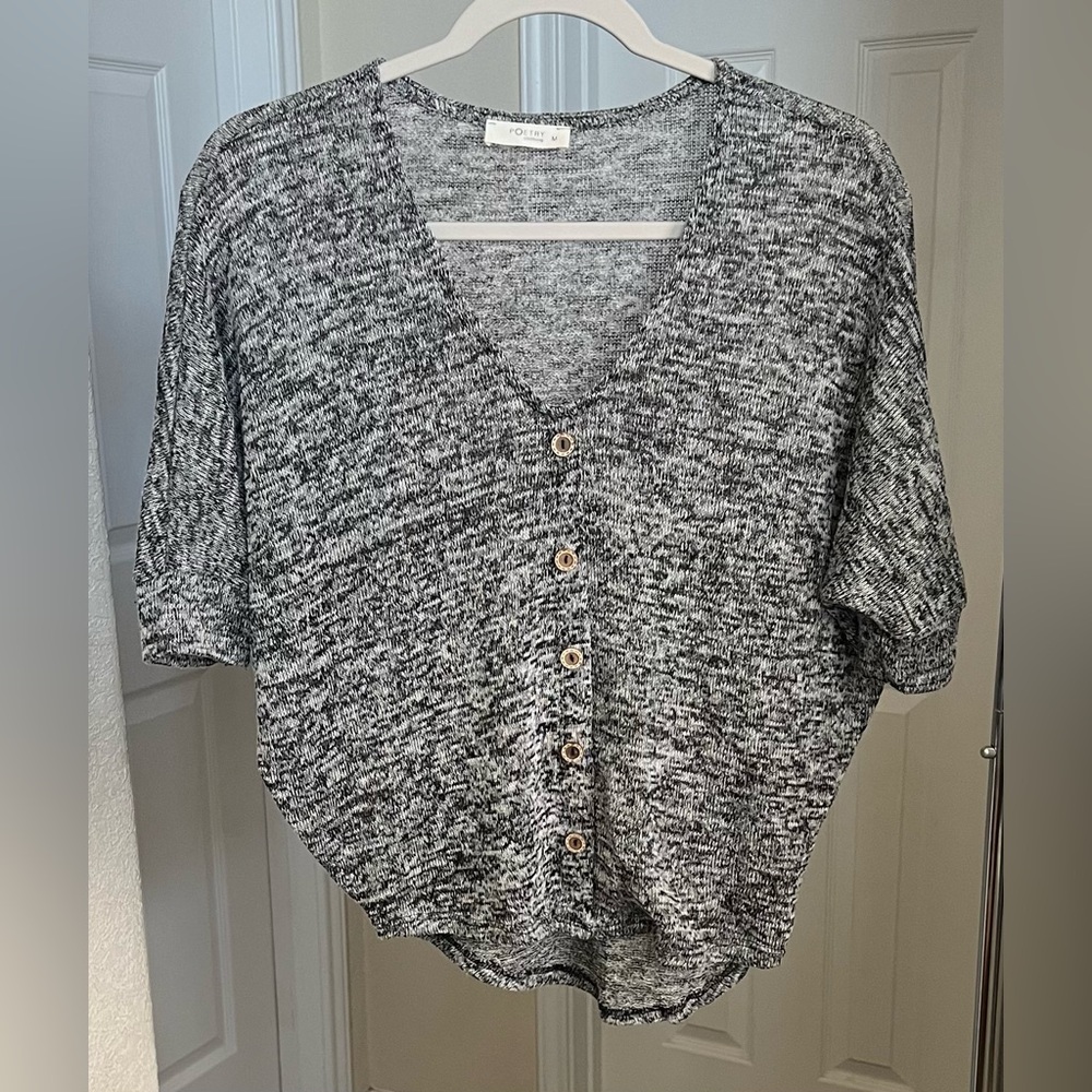 Poetry Semi Sheer Pullover Short Sleeve Top